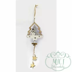 Fa karácsonyi dísz; ajtókopogató; formájának kitűnően alkalmazkodik a lakás stílusához.