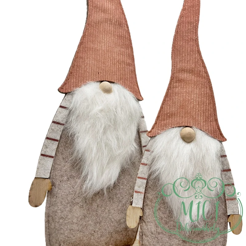 Textil manó; drapp-rózsaszín; orrszakáll; fa talpon álló; 16*46cm/20*58cm - Image 6