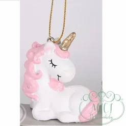 Karácsonyi dekoráció; kerámia/polyresin unikornis figura. Tökéletes ajándék lehet