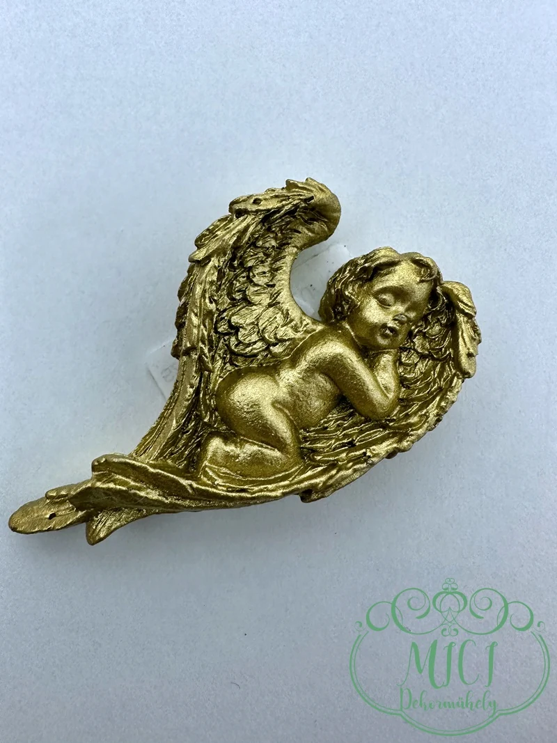Angyal; szárnyban fekvő angyal; aranyr; öntapadós; polyrein; 7*4cm - Image 4