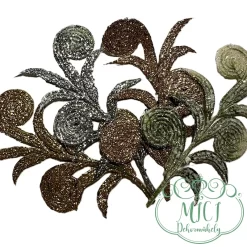 Pick ág; dekorációs ág/ágacska; Csillogó dekorációs alapanyag; Glitteres ágacska; betűzós szárral; virág-leveles csokros jellegű home decor; glitteres/flitteres csillámos ágacskák. Kiegészítője lehet: karácsonyi