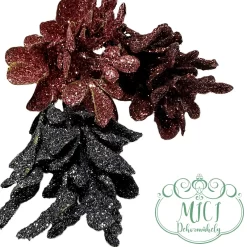 Pick ág; dekorációs ág/ágacska; Csillogó dekorációs alapanyag; Glitteres ágacska; betűzós szárral; virág-leveles csokros jellegű home decor; glitteres/flitteres csillámos ágacskák. Kiegészítője lehet: karácsonyi