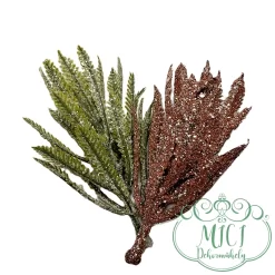 Pick ág; dekorációs ág/ágacska; Csillogó dekorációs alapanyag; Glitteres ágacska; betűzós szárral; virág-leveles csokros jellegű home decor; glitteres/flitteres csillámos ágacskák. Kiegészítője lehet: karácsonyi