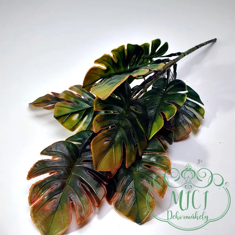 Selyemvirág; Művirág; Real touch virág home decor; zöld növény csokor.; MONSTERA. Kiegészítője lehet: csokor