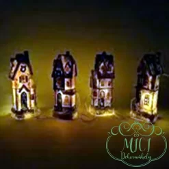 Alternative view of Karácsonyi falu; Világítós házak; sorozat 4db/szett; régies szín; LED-es