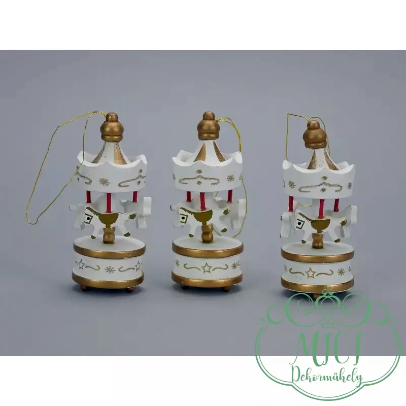 Körhinta; mini körhinta; akasztós; fehér-arany/piros-zöld-arany; 4*8cm - Image 5