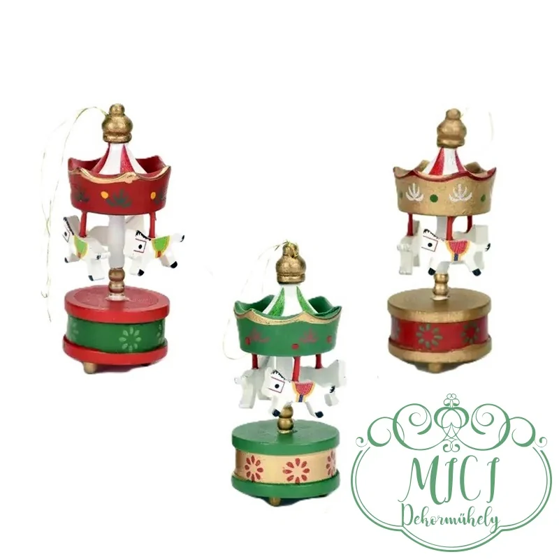 Körhinta; mini körhinta; akasztós; fehér-arany/piros-zöld-arany; 4*8cm - Image 7