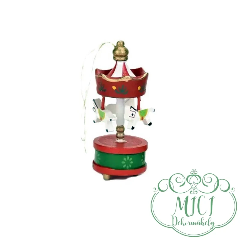 Körhinta; mini körhinta; akasztós; fehér-arany/piros-zöld-arany; 4*8cm - Image 2