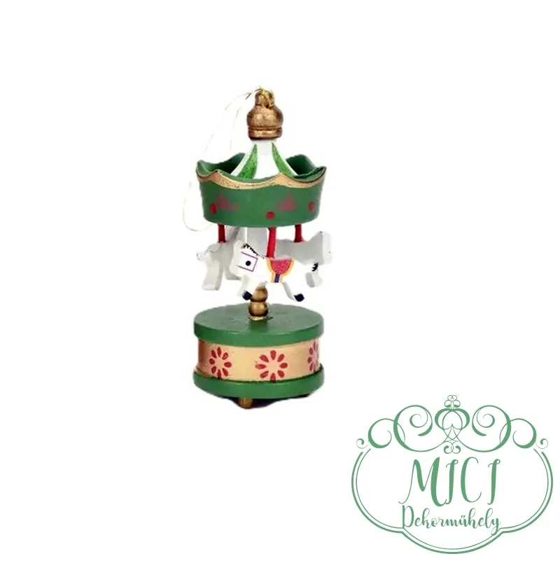 Körhinta; mini körhinta; akasztós; fehér-arany/piros-zöld-arany; 4*8cm - Image 3