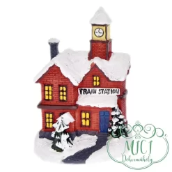 Alternative view of Téli házikó; LED-es elemes; poly 7x6x10cm színes