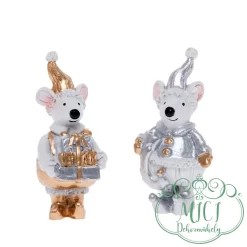 Karácsonyi dekoráció. Egérke - arany-ezüst színben. Kiváló ajándék karácsonyra; születésnapra; névnapra. Díszítheted vele otthonod. Téli; ünnepi hangulatot teremthetsz. Az adventi koszorú mellett