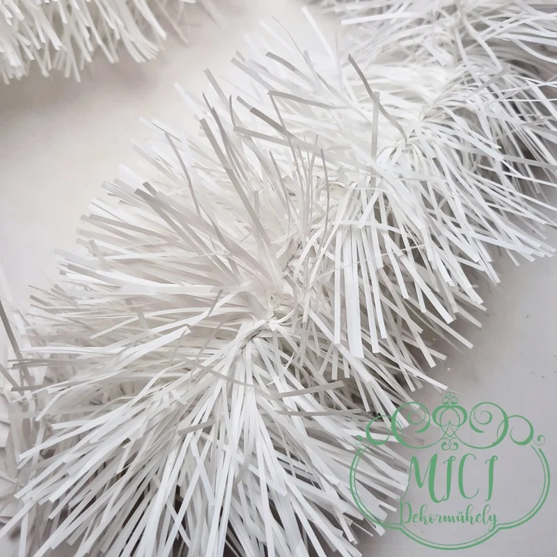 Karácsonyi dekor; boa; fehér girland; 2m-hosszú; 10cm szélességű