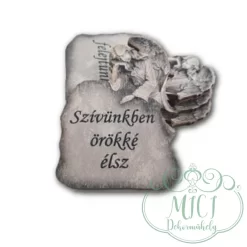 Egyedi fa tábla; kiegészítője lehet sírdisznek; koszorúnak; egyéb kegyeleti termékeknek.