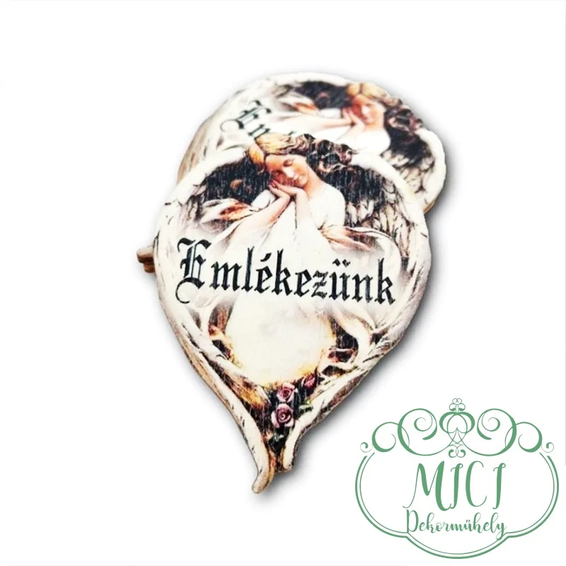 Szárnyából szívet formáló angyal-emlékezünk 6x5cm