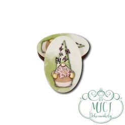 Egyedi fa tábla; kiegészítője lehet tavaszi/húsvéti asztaldísznek; koszorúnak; ajtó kopogtatónak; egyéb dekorációs termékeknek. Felhasználhatod akár hűtőmágnes készítéséhez is.